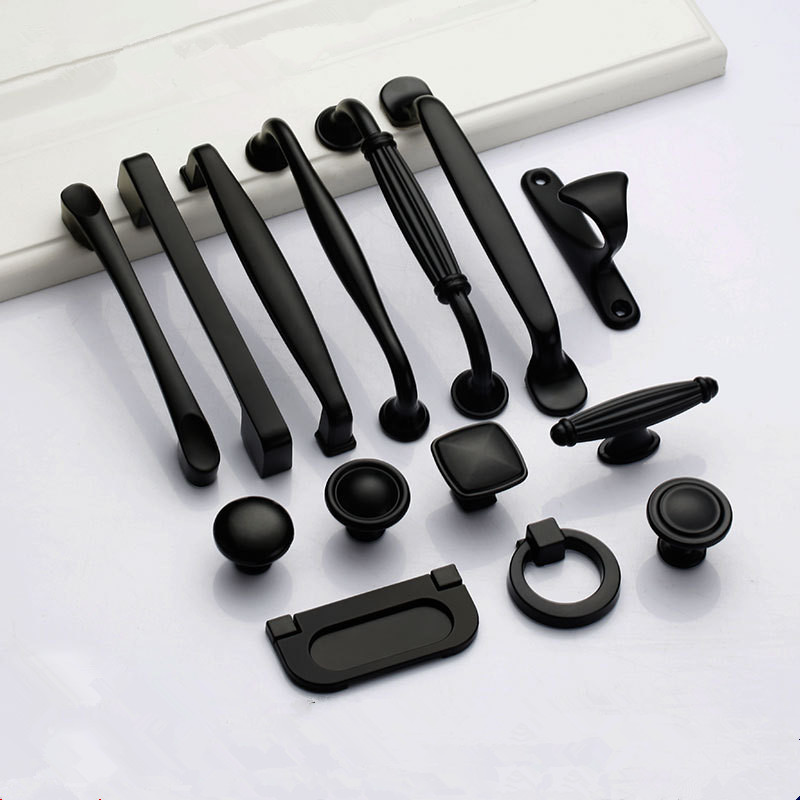 Furniture Hardware Knobs - مقابض سوداء لمقابض خزائن الأثاث ودرج